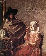 VERMEER VAN DELFT, Jan A Lady Drinking and a Gentleman (detail) ar oil painting picture wholesale